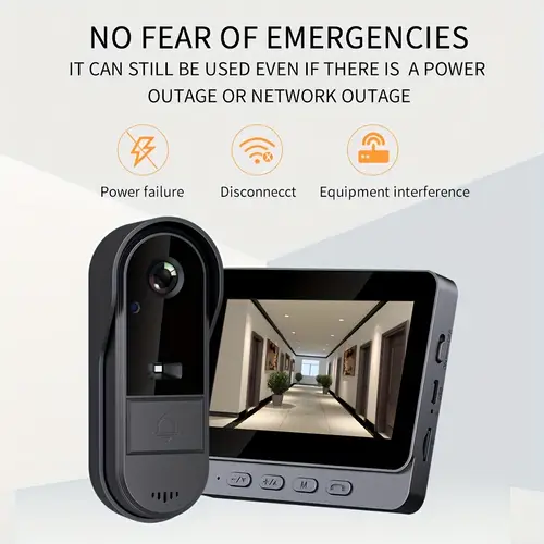 smart wireless video doorbell with 4 3 inch hd display 720p hd resolution two way audio night rechargeable battery local storage one click recording real time monitoring for indoor use wireless doorbells for home