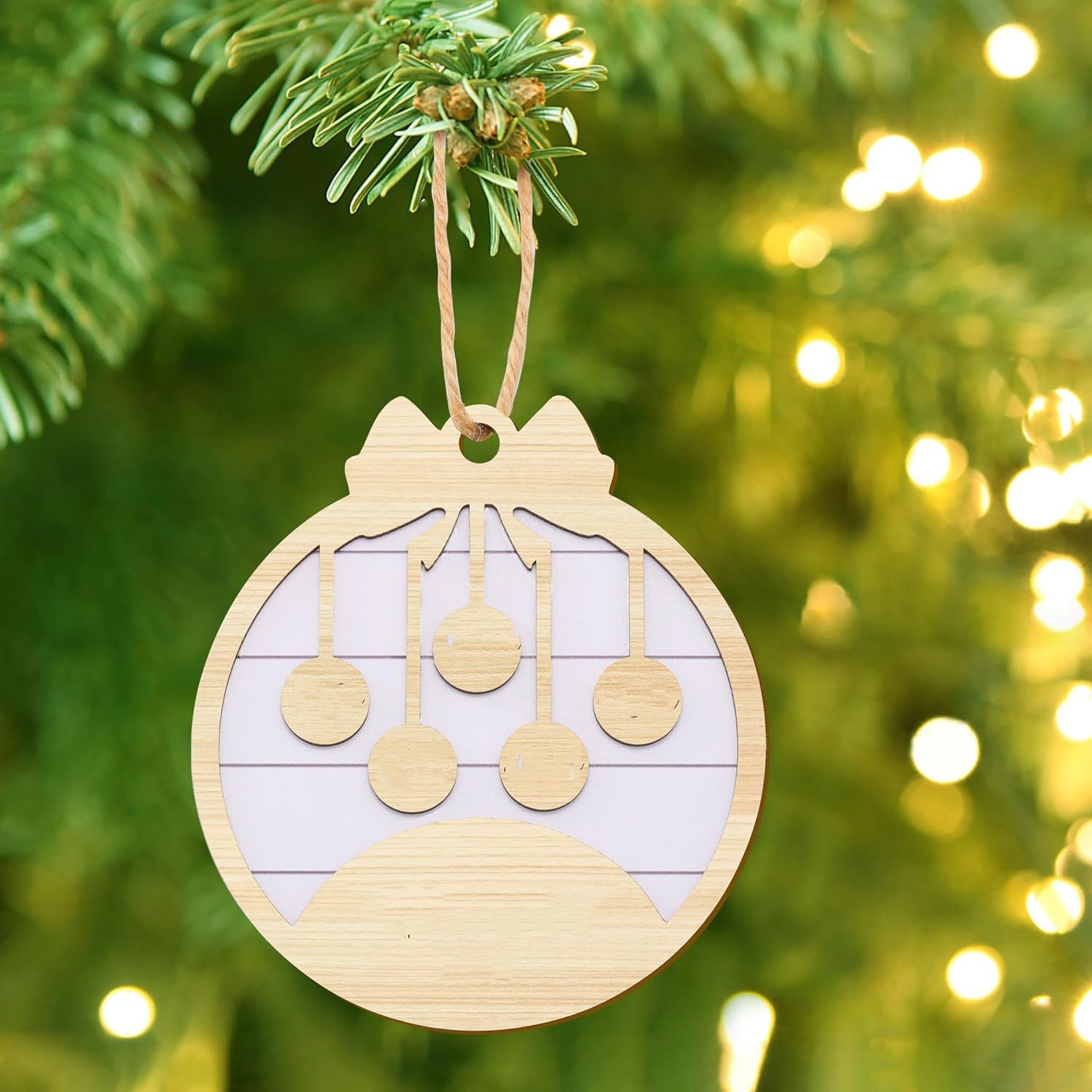 TEMU [Producto Personalizado] 1 Adorno Navideño Personalizado con , Adorno de Árbol de Navidad de Madera con Apellido Personalizado, Regalo de Árbol