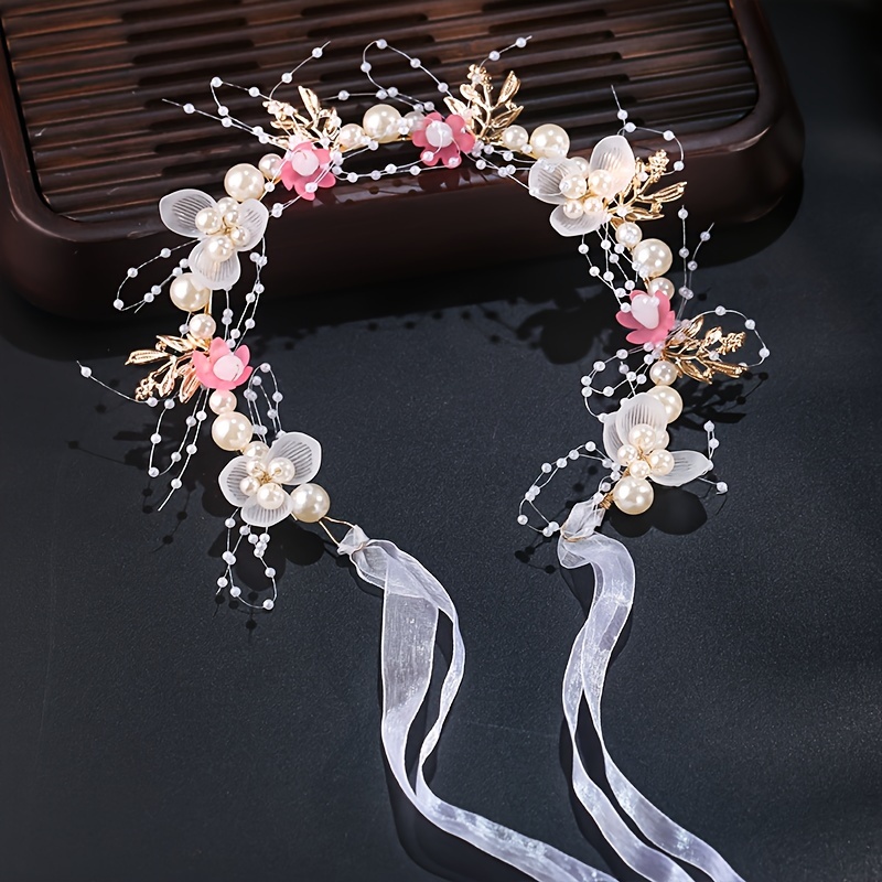 Romantic Alloy Wedding Tiara With Pearls
