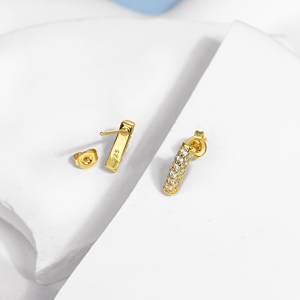 Women's 925 Silver Shimmering Stud Earrings, Classic
