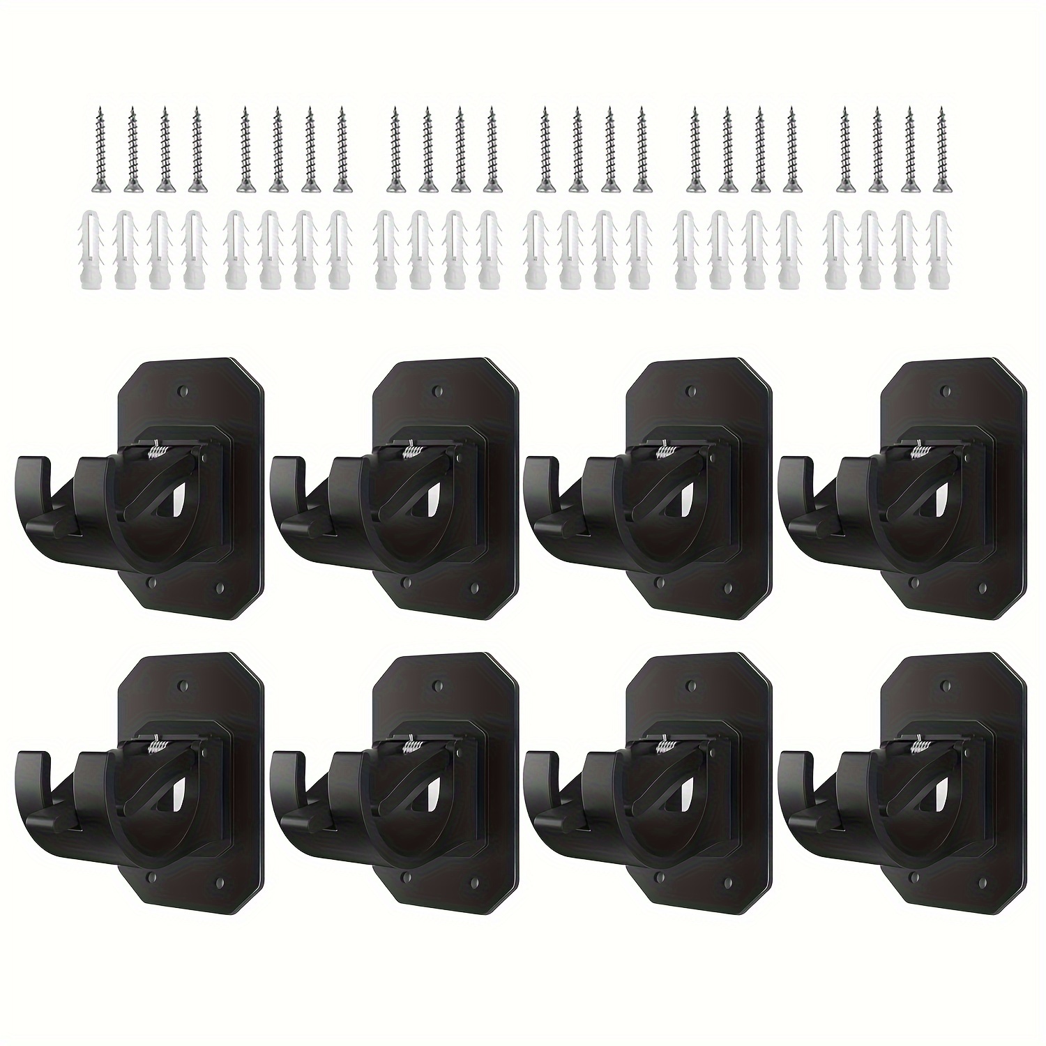 

8pcs Self Adhesive Curtain Rod Holders No Drill Curtain Rods Brackets No Drilling Nail Free Adjustable Curtain Rod Hooks Curtain Hangers For Bathroom Kitchen Home Bathroom Hotel (black)