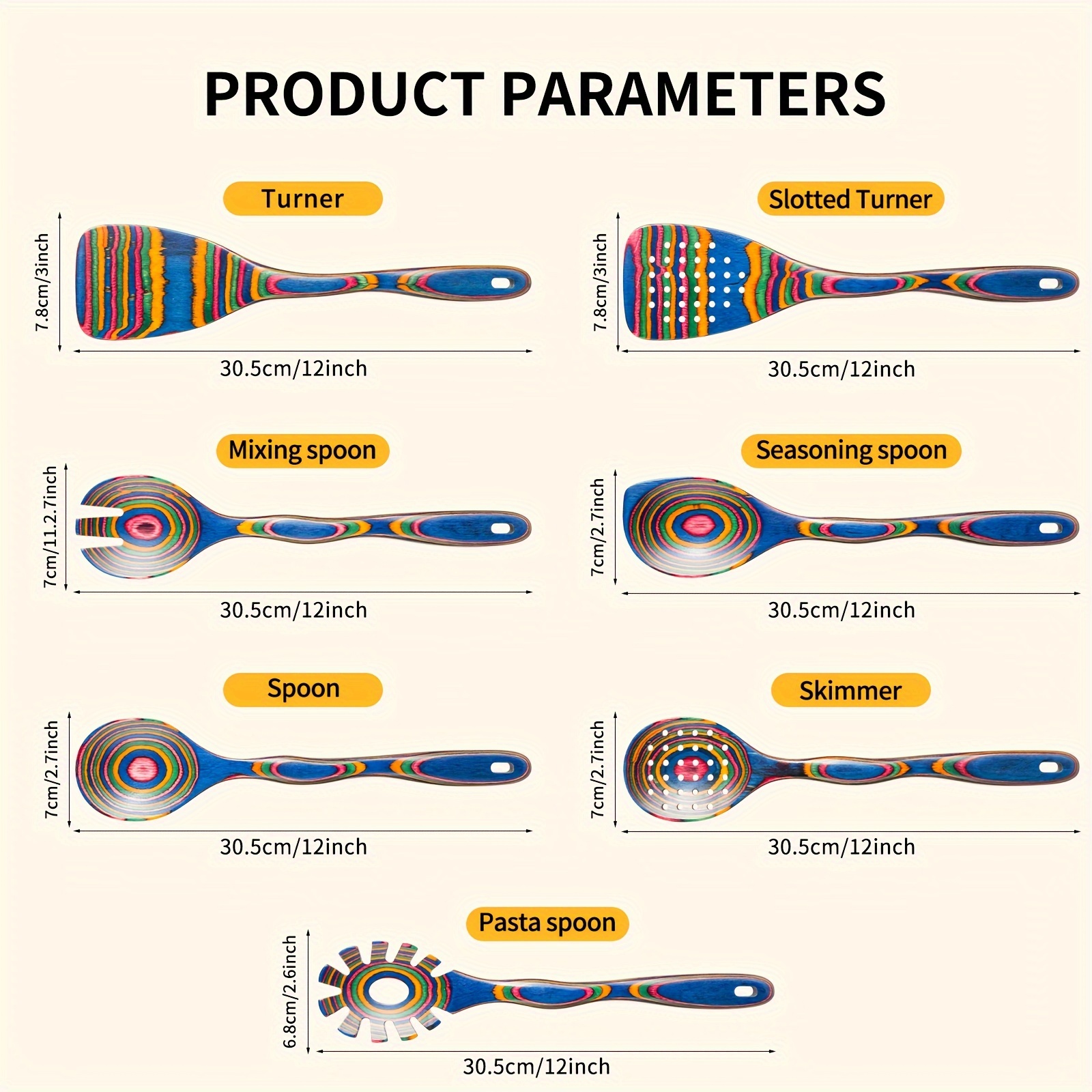 TEMU 7pcs/set, Cooking Wooden Utensils, Cooking Wooden , , Wooden Utensils , Pakkawood Utensils, Nonstick , , Christmas , Halloween