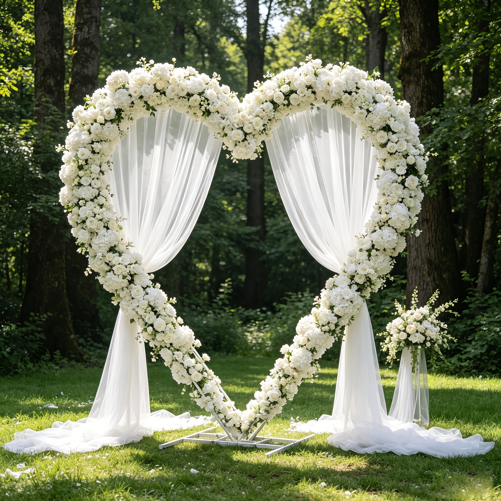 207 X 200cm White Heart-shaped Wedding Arch Backdrop Stand Metal Flower Balloon Arbors Stand Double Layers For Wedding Ceremony, Proposal, Bridal Showers, Christmas Party, Thanksgiving