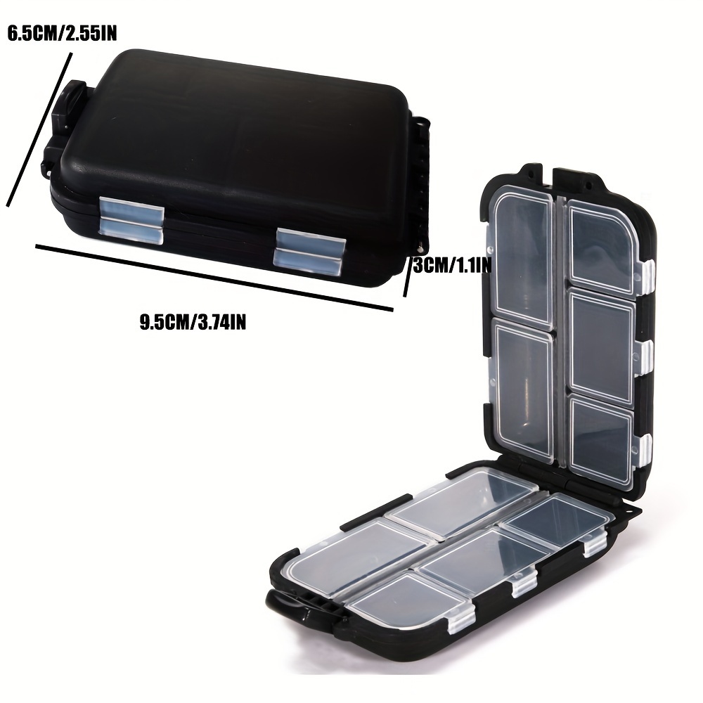 1pc Black 10-compartment Fishing Tackle Box, Portable Detachable Plastic  Bait Lure Storage Box, Double-side Fishing Lure Organizer