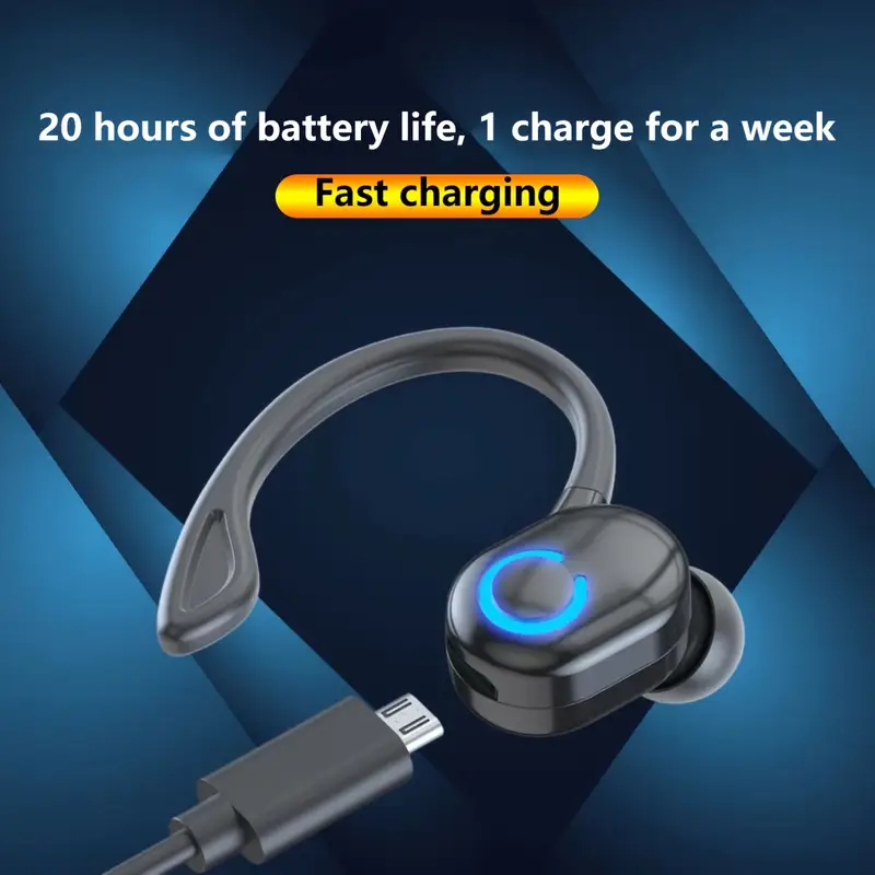 fit wireless earhook headset with mic noise cancelling wireless 50mah rechargeable battery volume control for iphone for samsung for android ideal for business truckers drivers wireless earbuds details 1