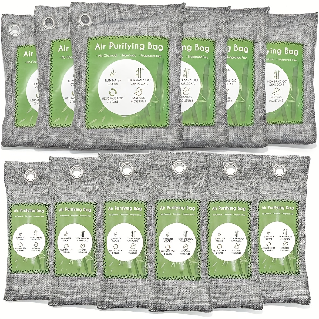 TEMU Activated Charcoal Car Air Freshener, Moisture Absorber, Bags Odor Absorber, Shoe Deodorizer, Odor Eliminate Bamboo Charcoal Air Purifying Bag