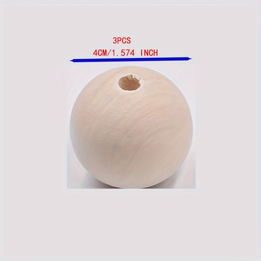 Natural Wood Beads 30-50mm - Large Round Spacer Beads For , Bracelets, Hair Braids & Crafts