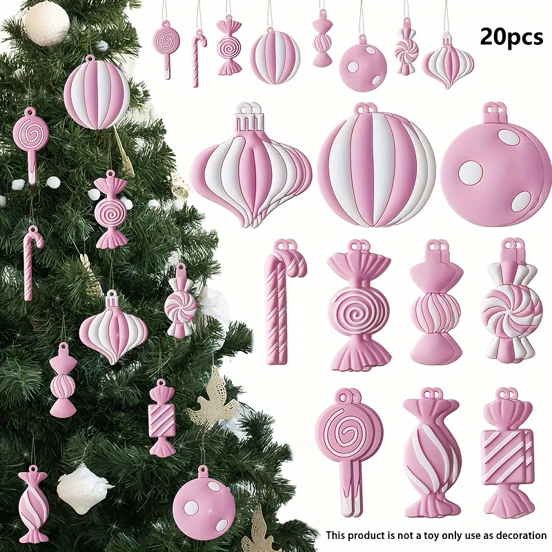 

Ensemble de 20 Ornements de Sapin de Noël Roses - Décoration de Noël en Bois pour , Fête & Présentoir de Fenêtre