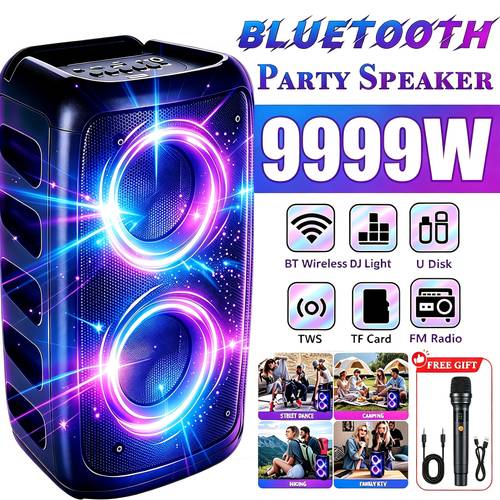 photo de l'article box de fête portable haute fil 5.3, de rgb, stéréo fil tws, ensemble de chansons karaoké avec microphone, b carte tf radio fm basses intenses enceintes de fond