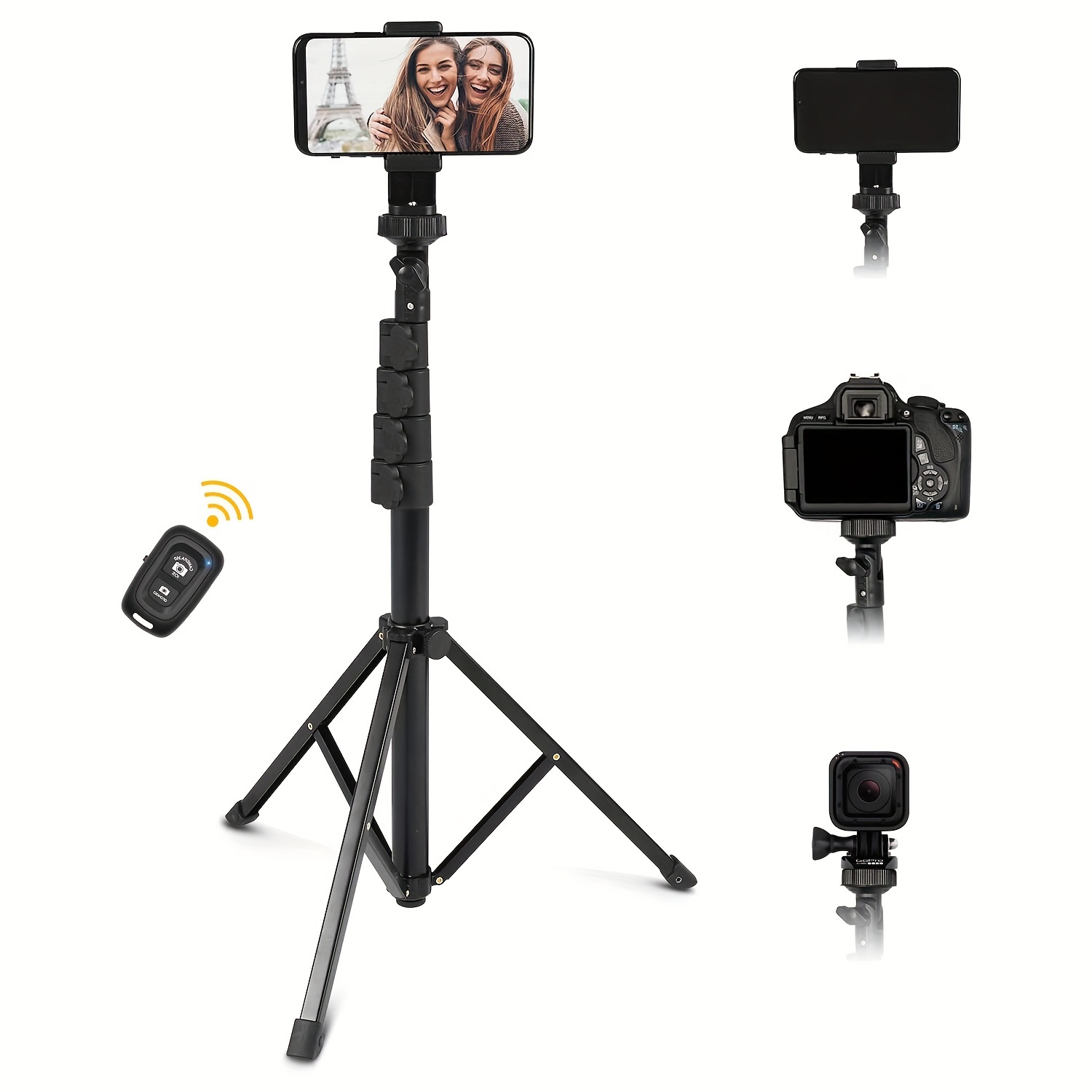 

Phone Tripod, 67 Inch Cell Phone And Camera Extendable Tripod Stand, Selfie Stick With Wireless Remote Portable Compatible With 2.2-3.5 Inch /phones, Heavy Duty Aluminum
