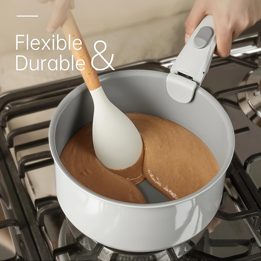 10pcs/set Silicone Cooking Utensils Set for Kitchen, Heat Resistant Non-Stick Cooking Set with Wooden Handle Spatula Turner Spoon Tongs Whisk