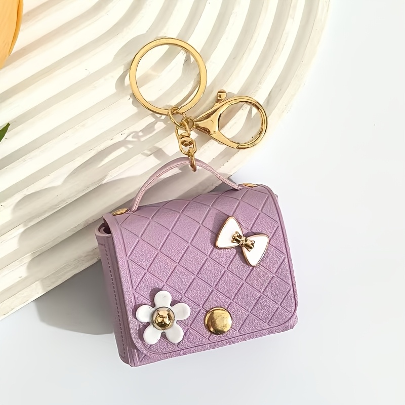 TEMU Pendentif porte-clés chaîne pour mini sac tendance en simili cuir, bande croissant, coque en simili cuir, accessoire de sac