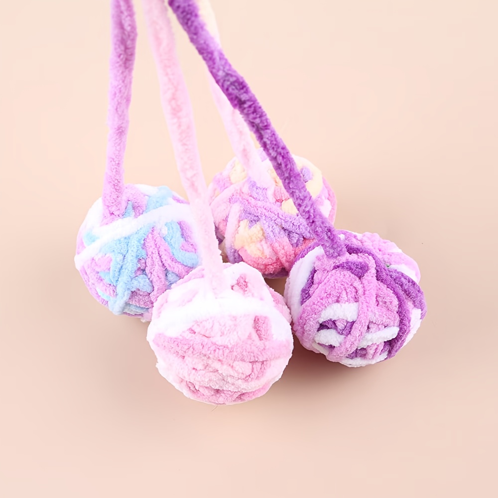 2/4pcs Random Colors Pet Ball Toy, Cat Self-Entertainment Chew and Tease Toy, Random Colors, Tail Ball with Colorful Thick Knitted Ball and Bell, Pet Interactive Toy