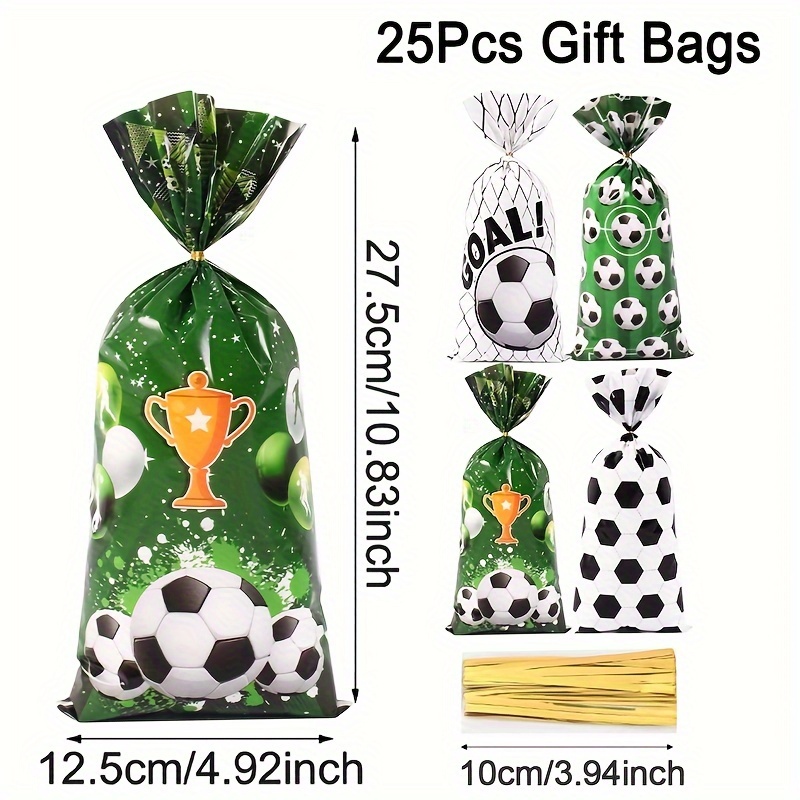 25/50pcs, Soccer Football Plastic Gift Bags, Soccer Sports Theme Gift Packaging Bags Fans Party Favor Bags For Birthday Party Decorations Supplies