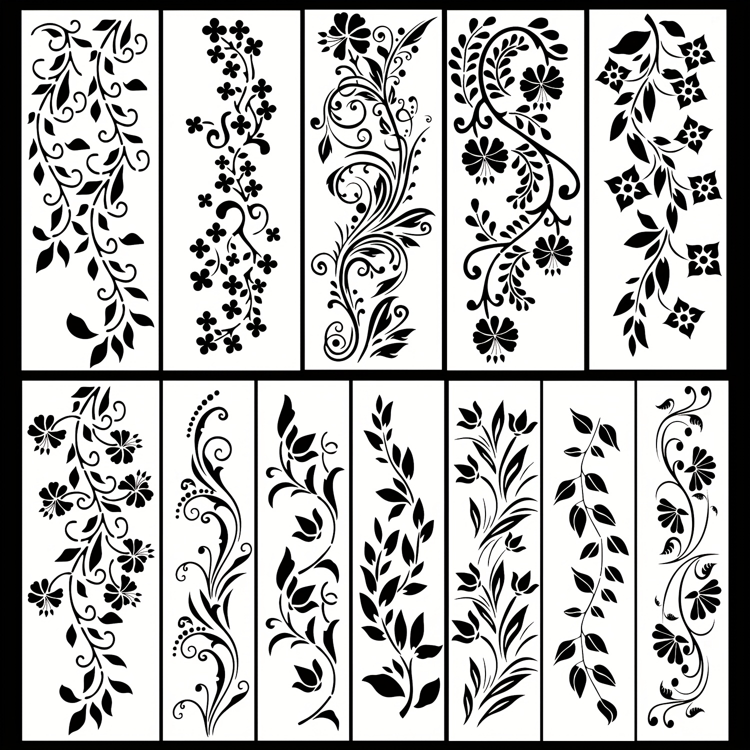 E-shop Wiederverwendbare & Waschbare PET-Blumenmalschablonen - Aufwendige Wildblumen- und Botanikdesigns für DIY-Bastelarbeiten, Heimdekoration,