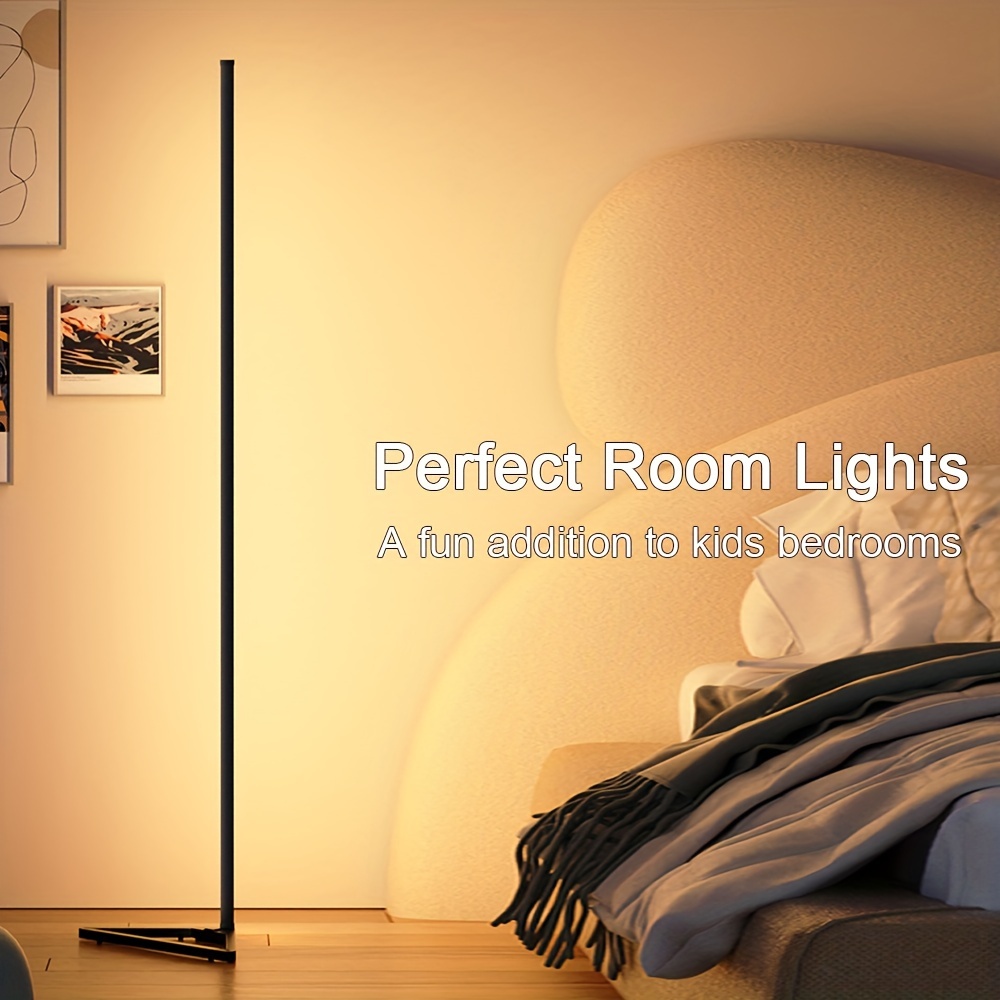 1pc rgb ic floor lamp led corner lamp with smart app remote control music sync dimmable timer rgb dream color changing modern standing ambience light for christmas bedroom living gaming room details 8