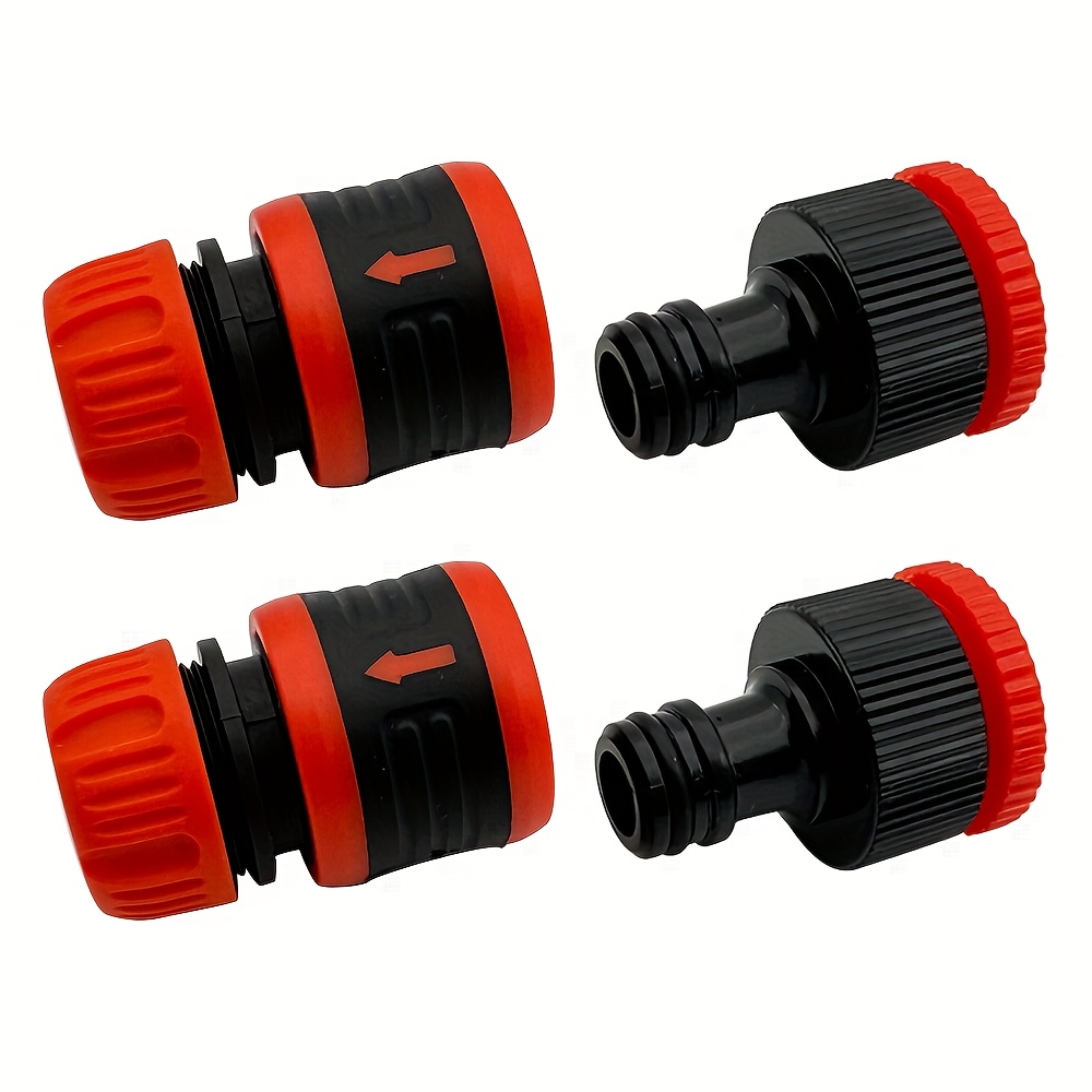 Image of 4pcs/6pcs/8pcs/12pcs, Garden Hose 1/2" Water Quick Connector & Tap Connector 1/2" And 3/4" 2-in-1 Female Threaded Faucet Nozzle (red)