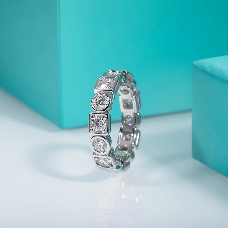 Unisex 2.8 Carat Moissanite Eternity Ring, S925 Silver