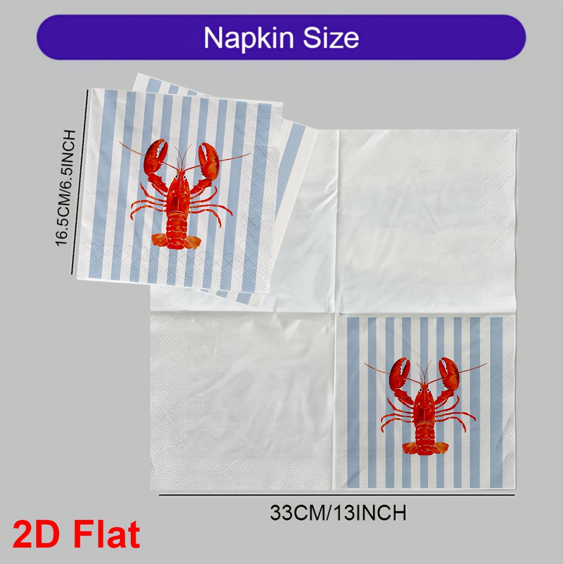 Image of 20pcs 2d Flat Napkins Vibrant Lobster Print Napkins For Table Setting Fit For Party Wedding Christmas Birthday Decoration
