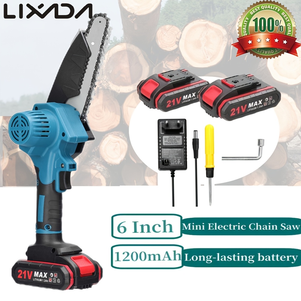 

Lixada 21v 2 Battery Portable Pruning Saw Rechargeable Small Wood Spliting Chainsaw One-handed Woodworking Tool