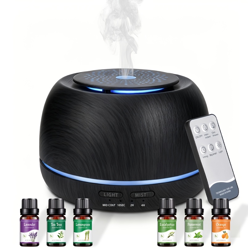 Artikelbild   300ml  -diffusor & luftbefeuchter mit fernbedienung, 7-farben-nachtlicht, usb-betrieben, schallwellentechnologie,  -/trockenmodus, automatische abschaltung, kompatibel mit diffusorölen (lavendel/ /oregano) für zuhause, büro, spa