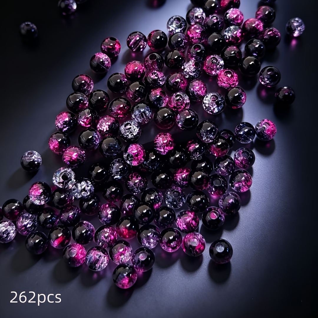 6mm Bead 262pcs Decorative Beads Acrylic Loose Beads Sparkling Cracked Beads Material Creation Bracelet, Hanging Rope Decoration Etc. Creative Materials Loose Beads