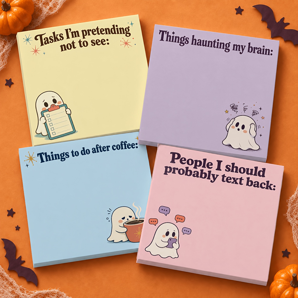 TEMU 4 Pack Cute Sticky Note Set Suitable For Office, & - 4 Adhesive Pads With 50 Sheets Each, Pastel -shaped Desk Notes For Tasks, Reminders,