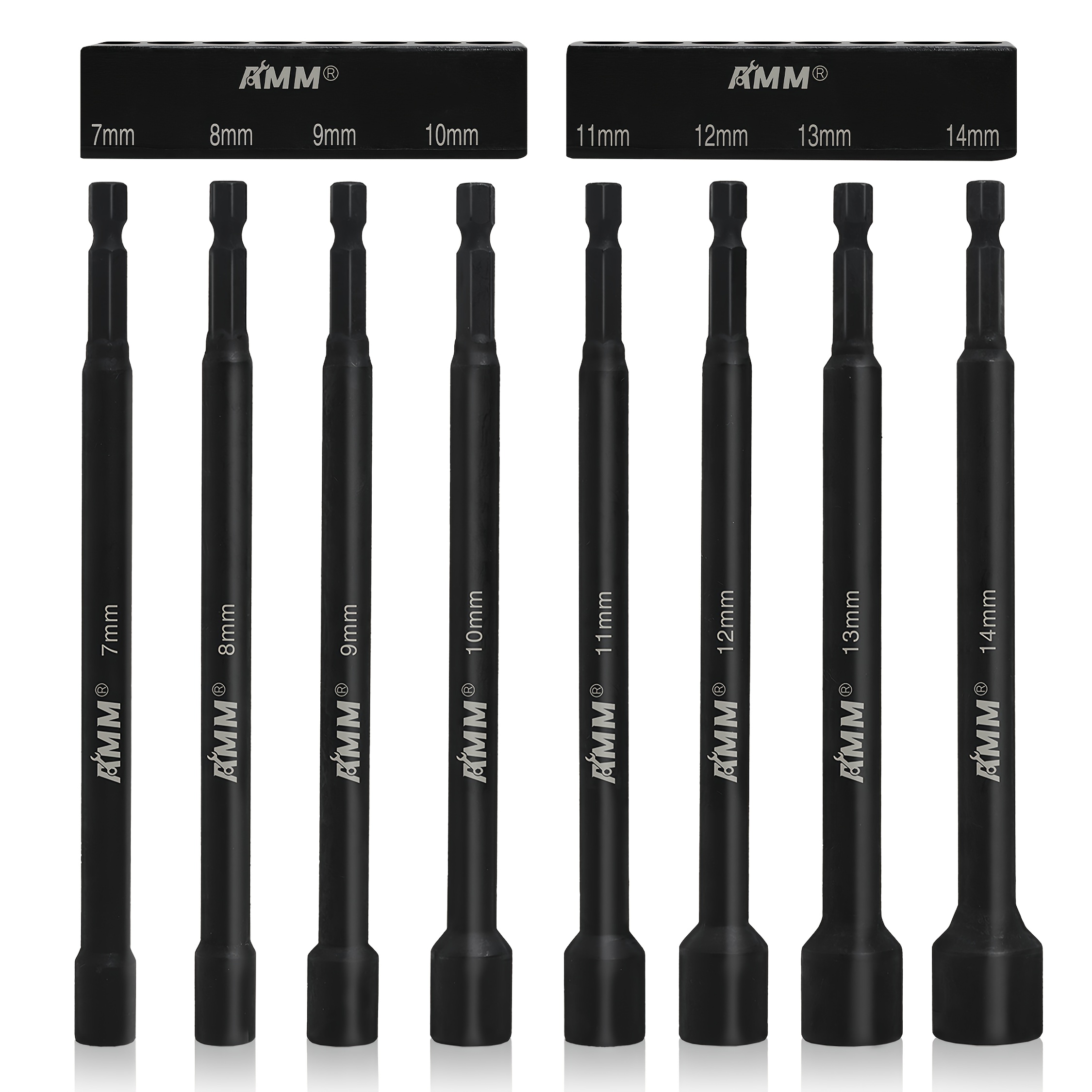 TEMU 8pcs Metric Magnetic Nut Driver Set, Valentine's Day Gifts, 6 Inch Long Nut Driver Set For Impact Drill (7mm-14mm), 1/4 Inch Hex Shank, Steel,