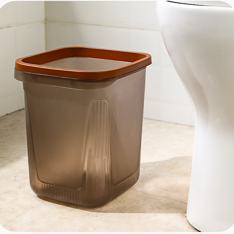 2pcs heavy duty plastic trash can with open top lid odor resistant leakproof cylindrical bin suitable for kitchen bedroom office painted durable wastebasket easy to   Product details 5