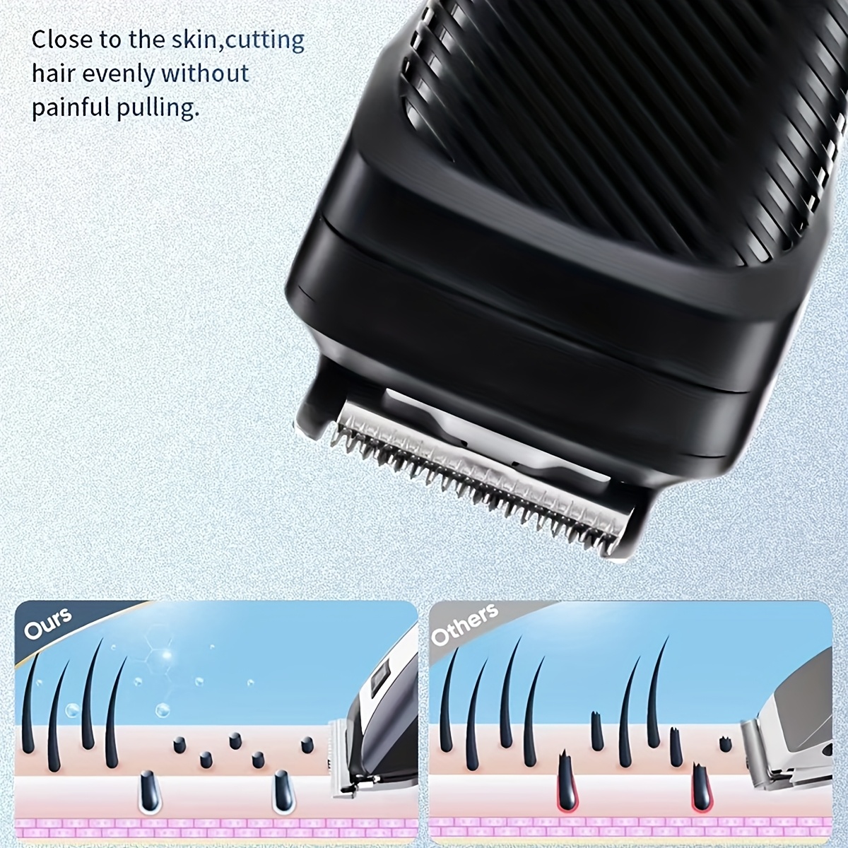 professional 3 in 1 wireless electric hair clipper multi functional adult shaver nose hair trimmer with led light usb type c charging rechargeable 600mah battery   start washable stainless steel   long       3  s and storage bag Product details 2