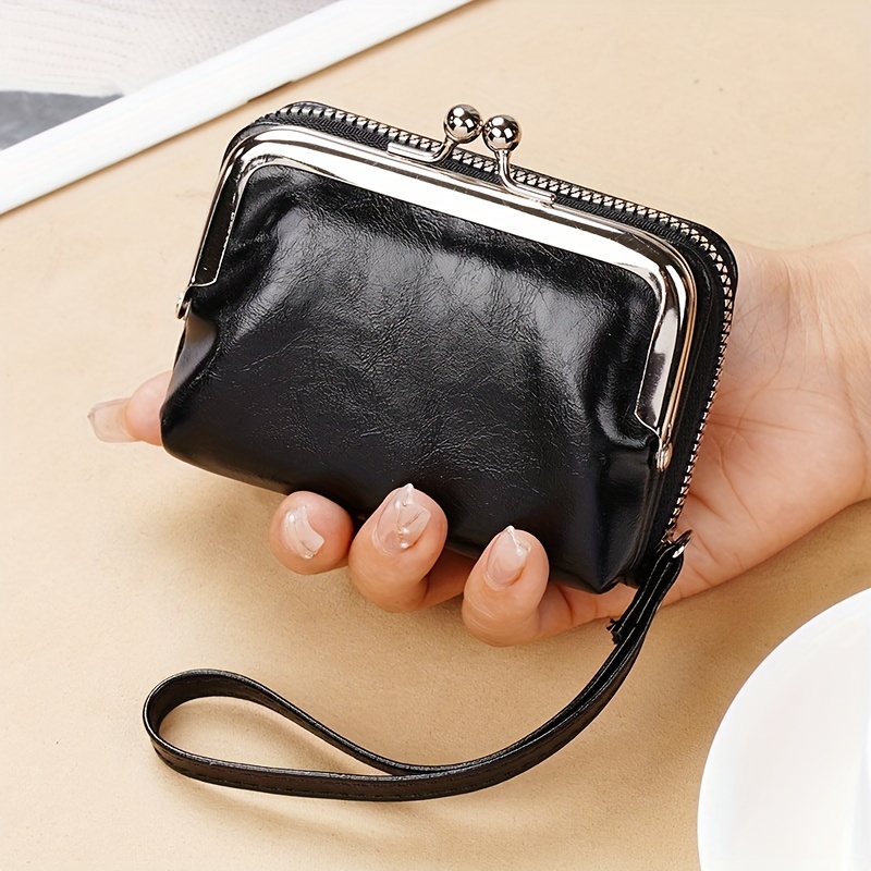 

Vintage Style Mini Faux Leather Wallet, Retro Zip Coin Purse, Multifunctional Card Holder(4.1''x 6.1'')