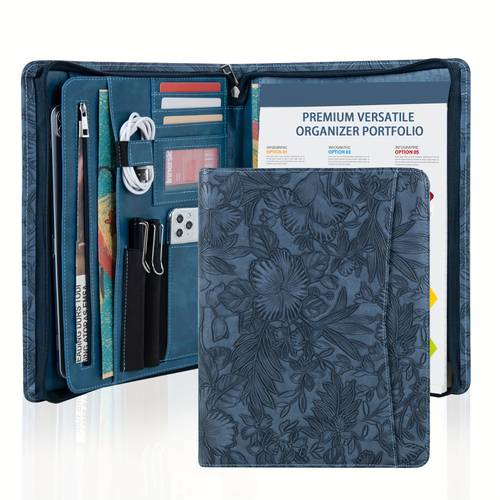 padfolio folio embossed leather portfolio with zipper professional document organizer with a4 notepad holder halloween christmas gifts for women