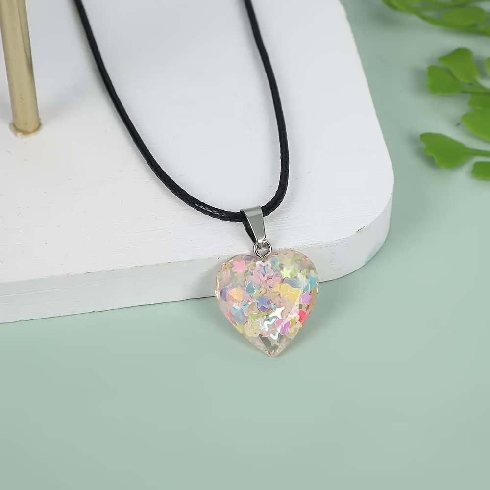 12pcs Natural Fluorescent Resin Pendant Heart Shaped for Jewelry Making