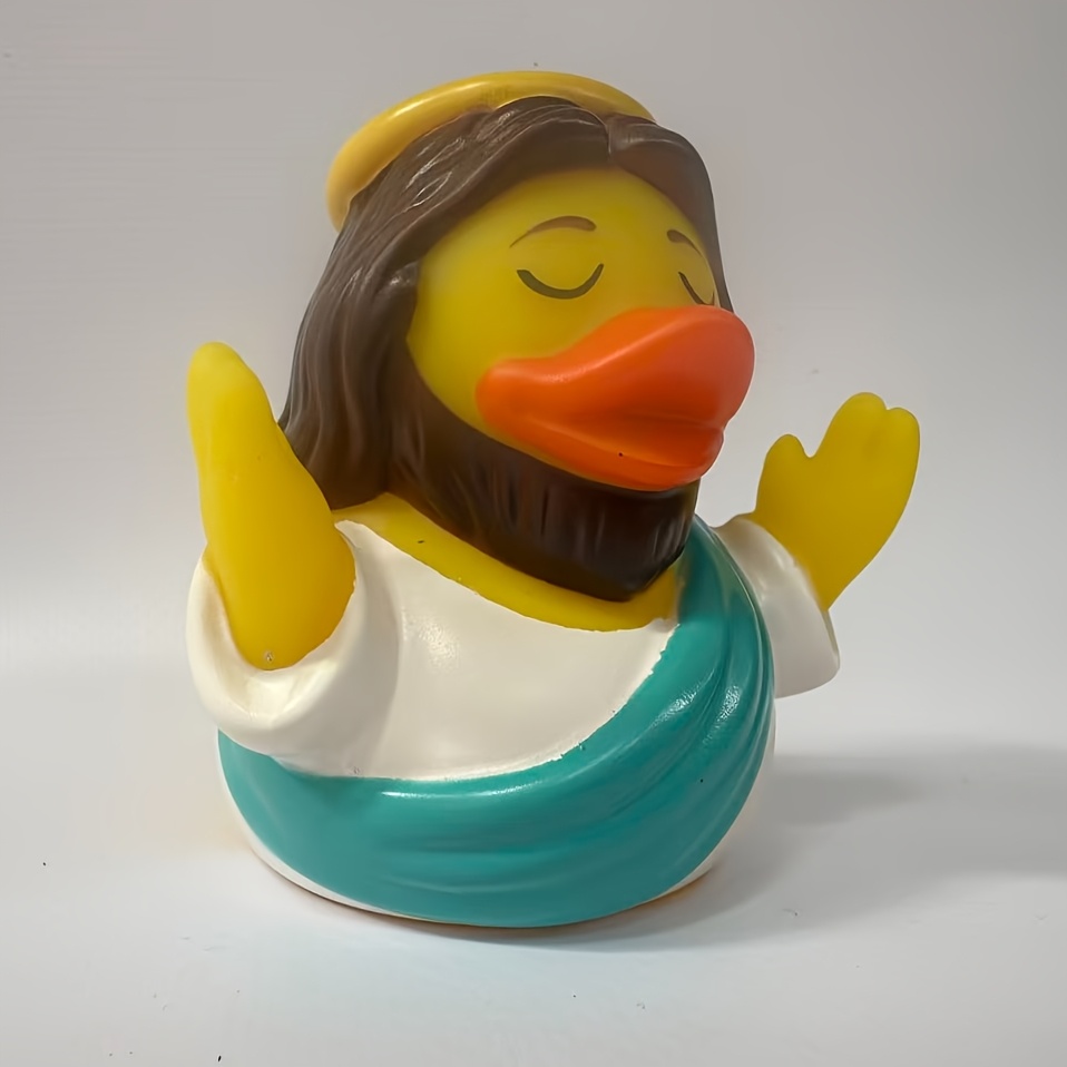 TEMU 1pc Large-sized Model Closed-eye Duck Decorative Ornament, Made Of Pvc Material, Suitable For Living Room, Home, Kitchen, And Entryway Decor