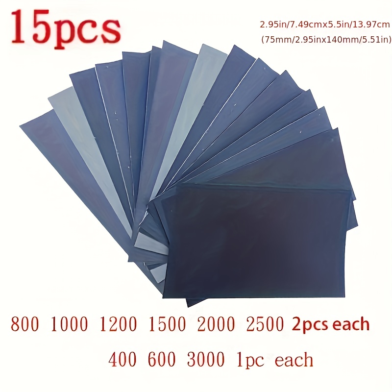 TEMU 15pcs Car Surface Sandpaper Sheets Metal Ceramics Wood Sandpaper Car Surface Sandpaper Sheets Metal Ceramics Wood Sandpaper Wet And -resistant