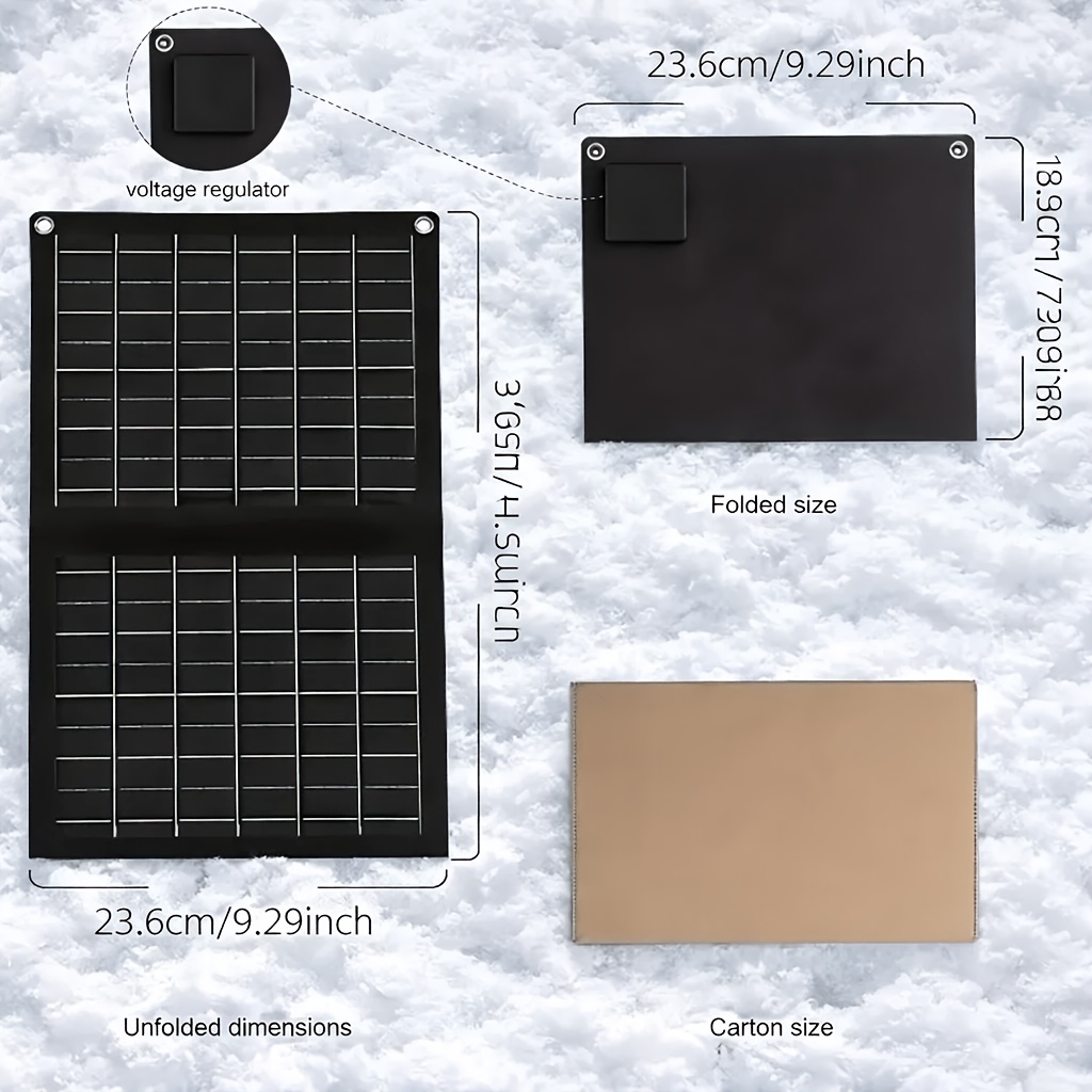 TEMU Solar Charging Panel In Foldable Style, Suitable For Charging Smartphones, Tablets Cameras. Perfect For Outdoor Activities, Camping, Traveling, And Use With Mobile Phones And Electronic Devices.
