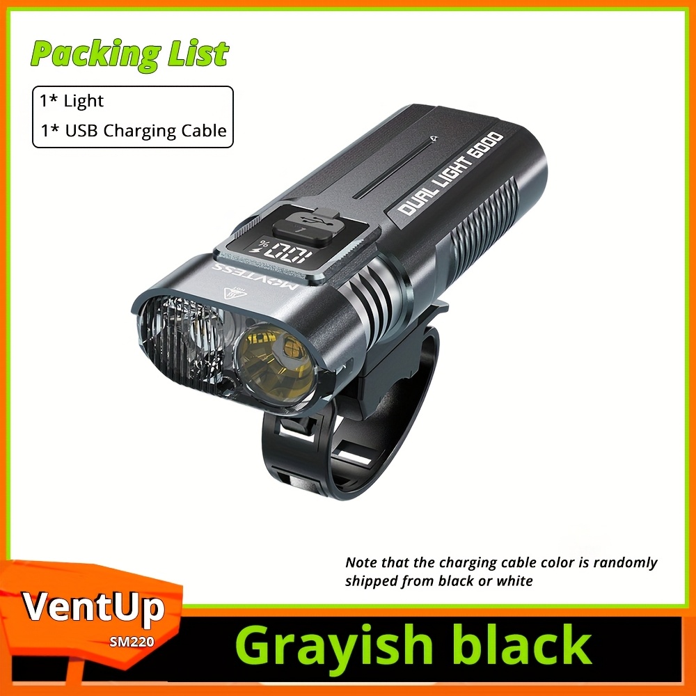 Super Bright Aluminum LED Bike light, Outdoor Cycling light, USB Fast charging, with Battery Level indicator and Emergency light, Easy to Install with Loop Rope closure, 4 Lighting modes, Suitable for Outdoor Riding, Hiking, Camping, Outdoor Lighting