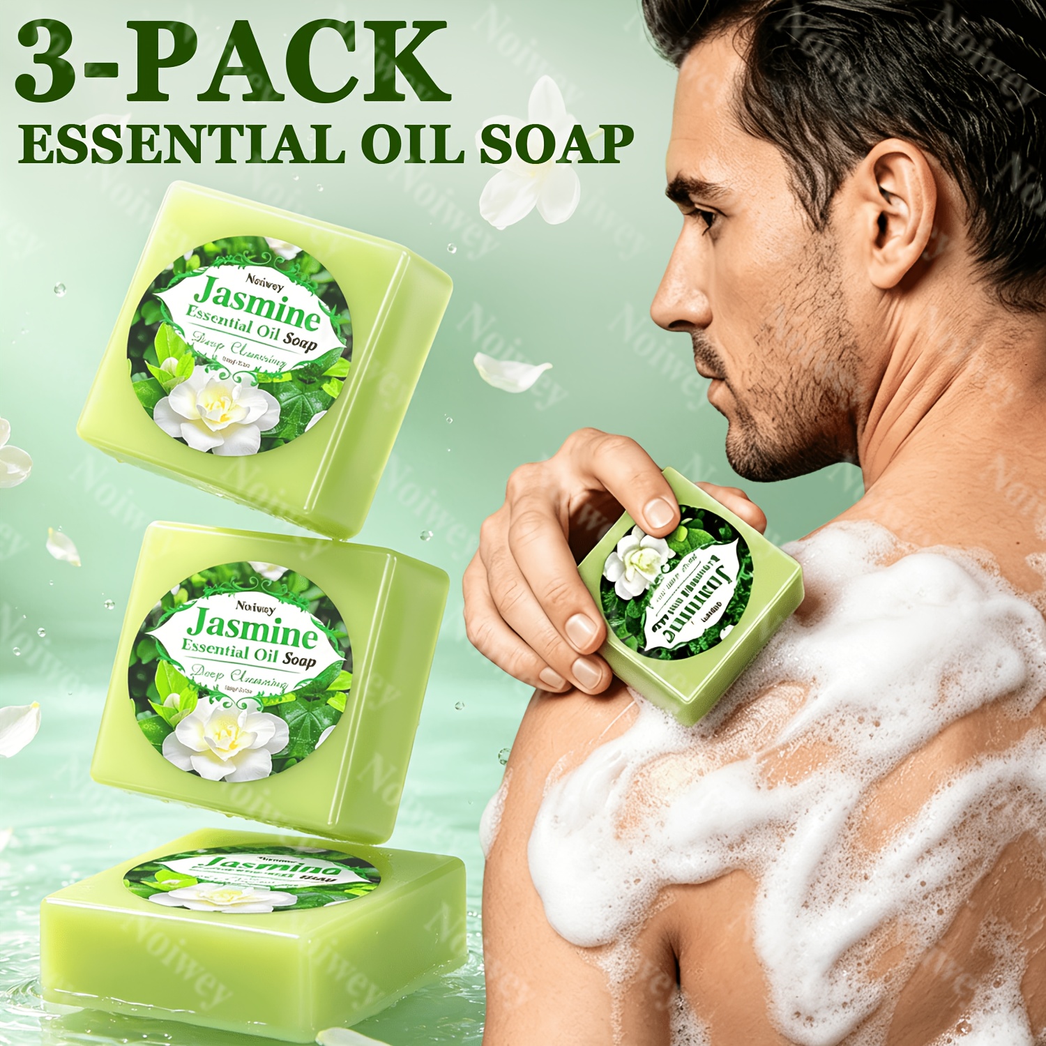 3pcs Jasmine Essential Oil Soaps for Moisturizing Cleansing