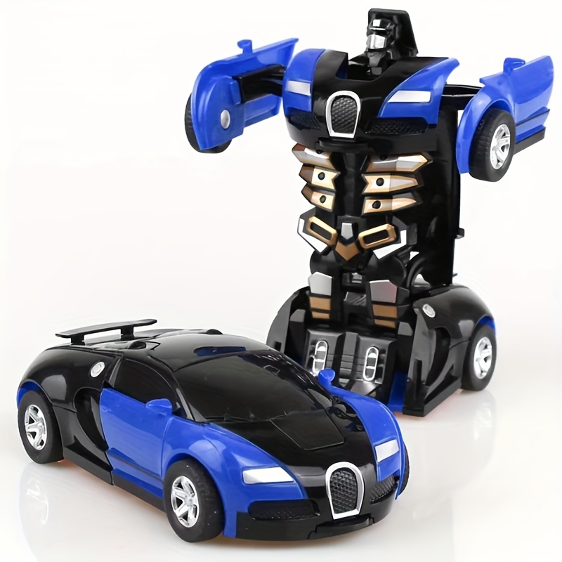 One-Key Transformation Mini 4-in-1 Robot Car Toy | Inertia Racing Car + Interactive Family Companion | ABS Durable Material | Suitable for Boys & Girls | Perfect Birthday/Christmas/Easter Gift