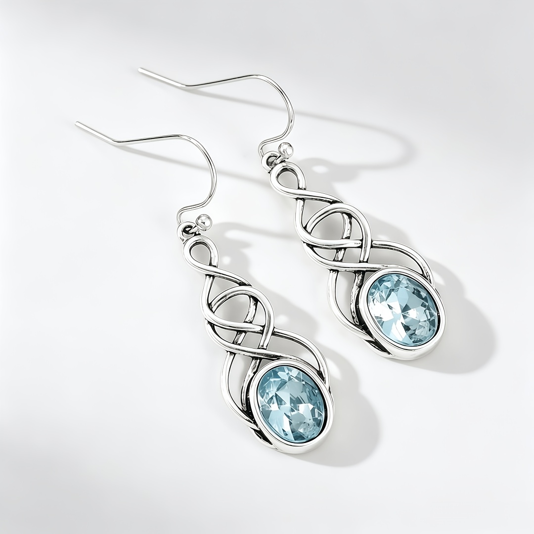 TEMU 1 Paire de boucles d'oreilles longues pendantes rétro ethnique, style argenté antique avec nœud et crochet creux, ovales, , en synthétique, pour