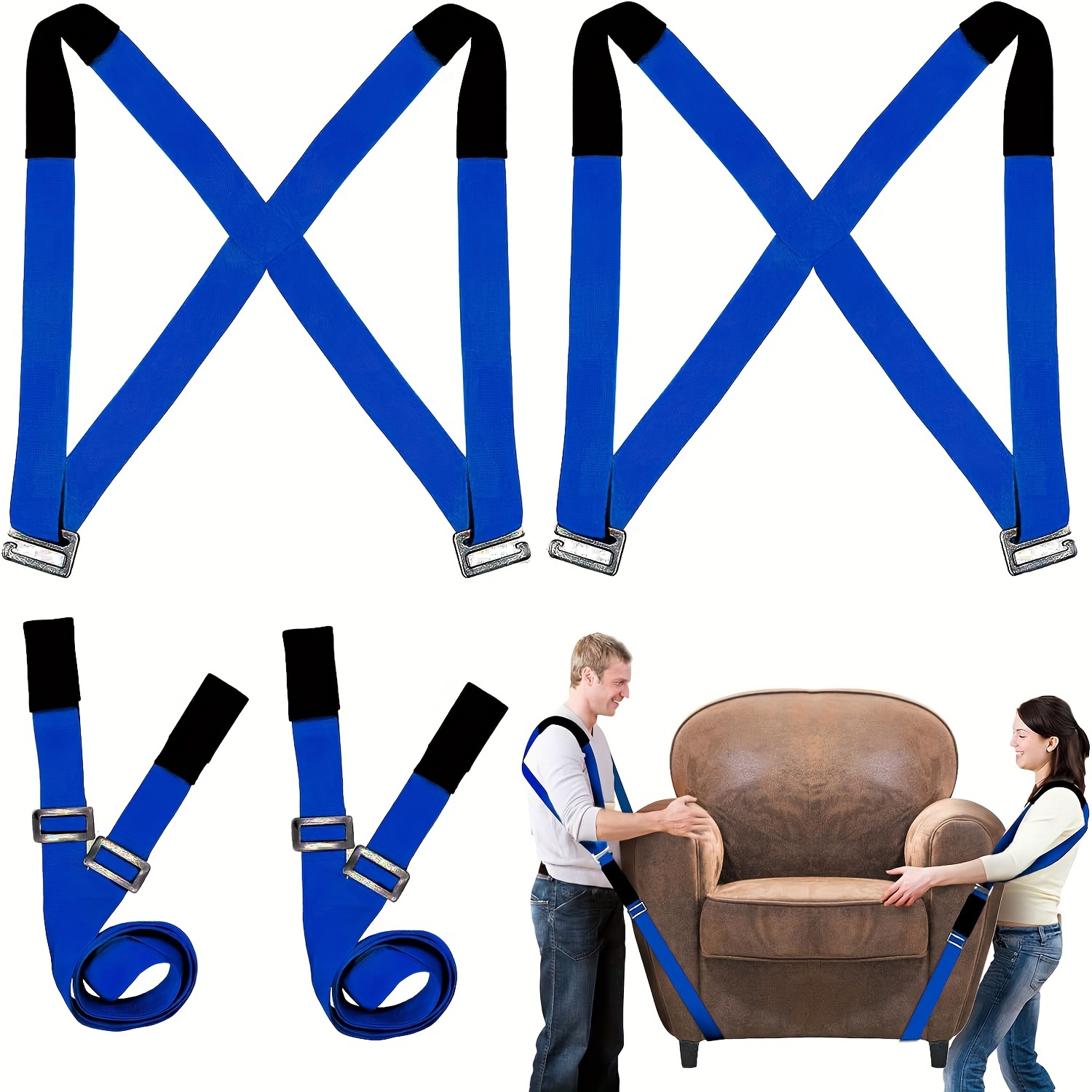 

Pevhsvz Moving Straps 2-pack - Adjustable Lifting Strap For Furniture, Appliances, Heavy Objects - Nylon Carrying Straps With Shoulder Support, Capacity 300kg