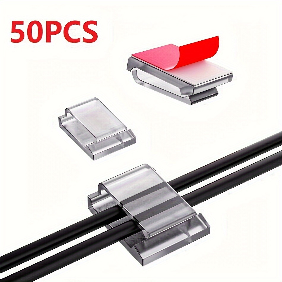 Image of Self-adhesive Cable Clips For Organizing Cables, In Packs Of 30 Or 50, Suitable For Led Light Strips In Settings Like Home, Office, Cars, And Outdoor Events