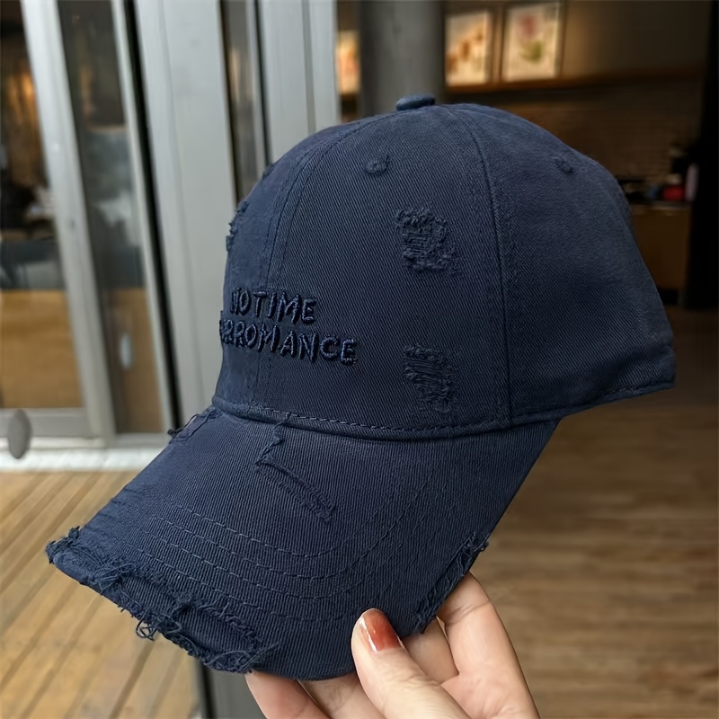 TEMU 1 Casquette de baseball vintage délavée pour hommes et femmes, chapeau de soleil à motif déchiré, léger, confortable, casquette de réglable,