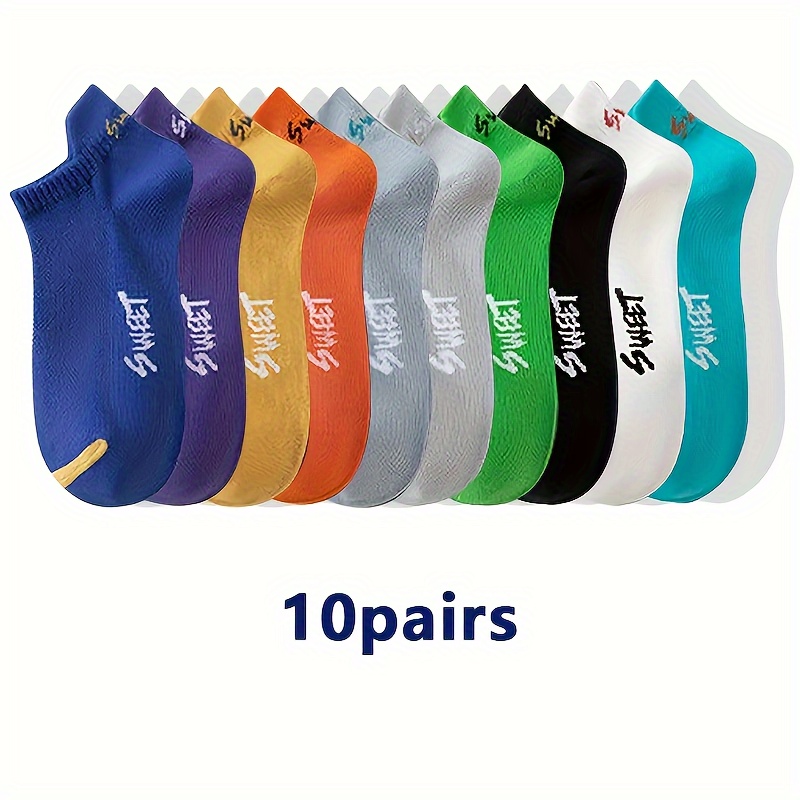 

10pairs Letter Print Socks, Casual & Breathable Short Socks, Women's Stockings & Hosiery