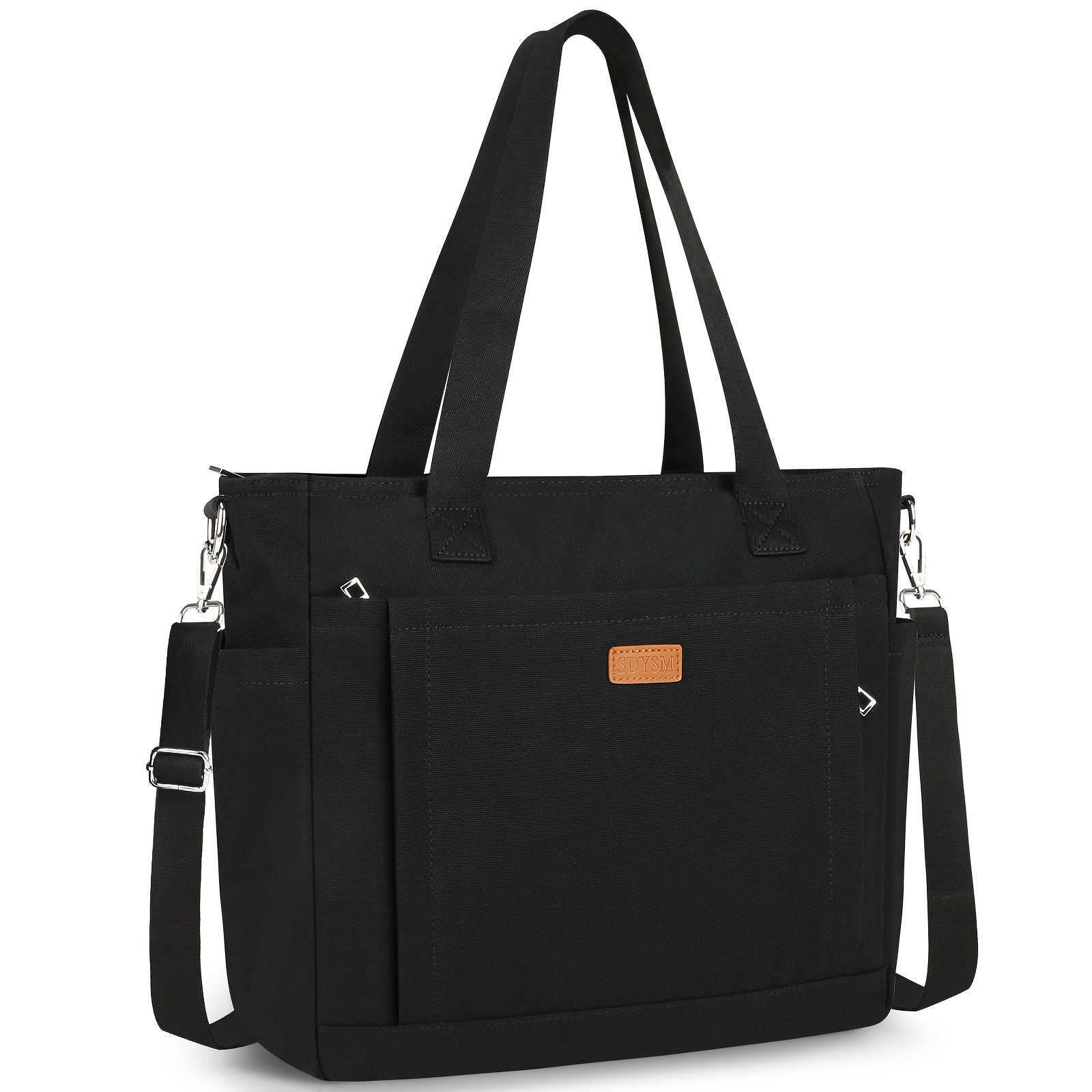 Image of Sdysm Women's Shoulder Bag Canvas Tote With Zipper And Compartment, Large Shoulder Crossbody Bag For College