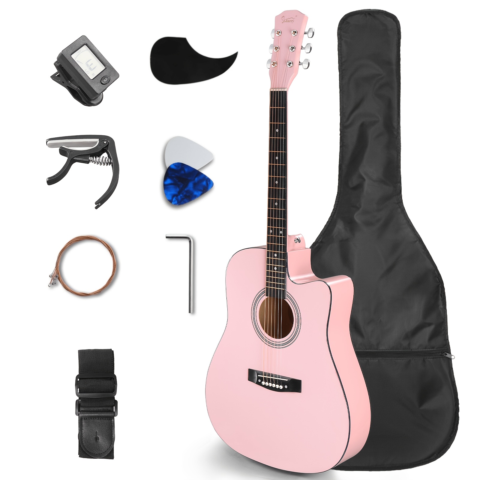 Glarry 41-Inch Acoustic Guitar Kit&comma; Cutaway ...