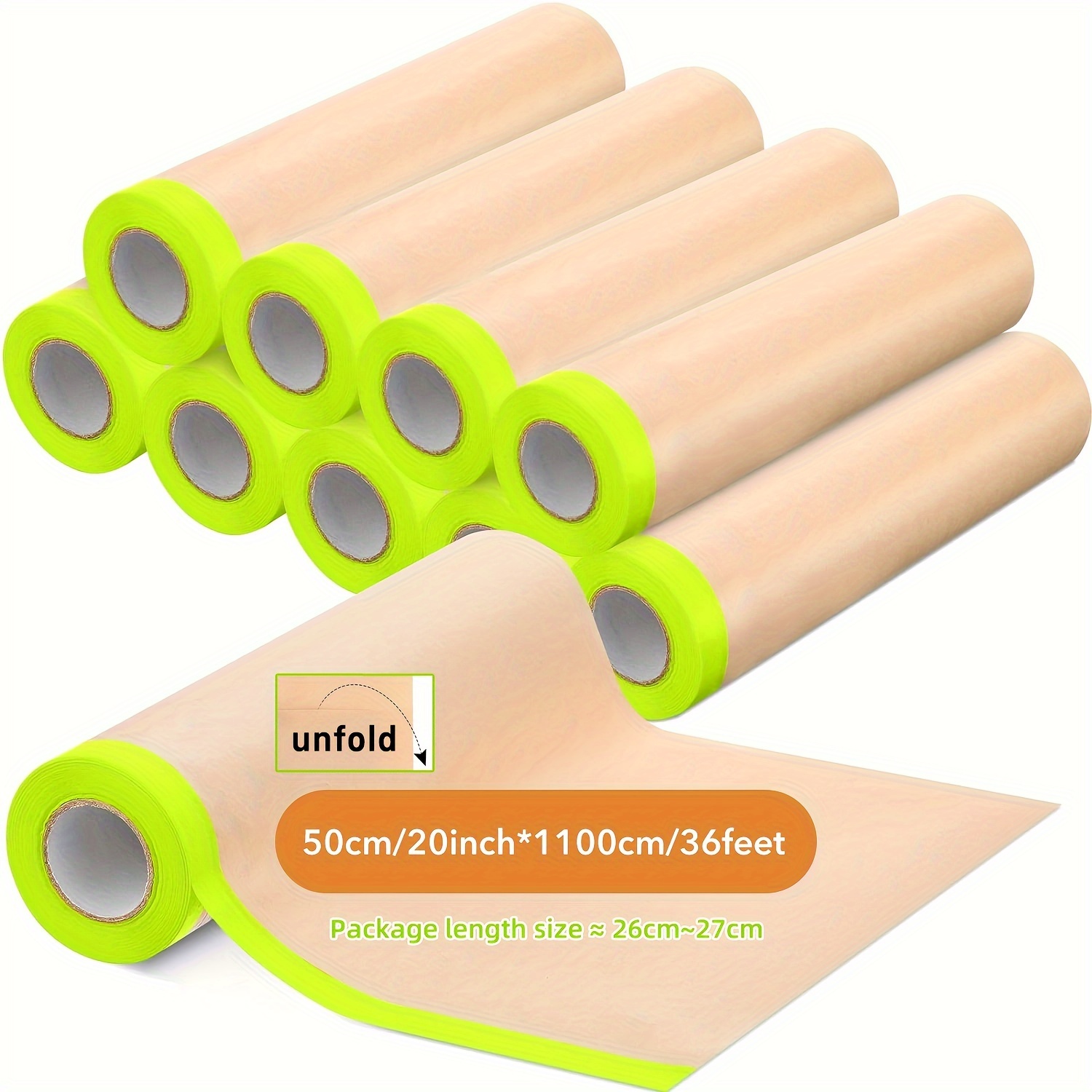 TEMU Papel de enmascarar para pintura Papel de enmascarar pre-encintado, rollo de papel protector adhesivo para pintores de automóviles para la