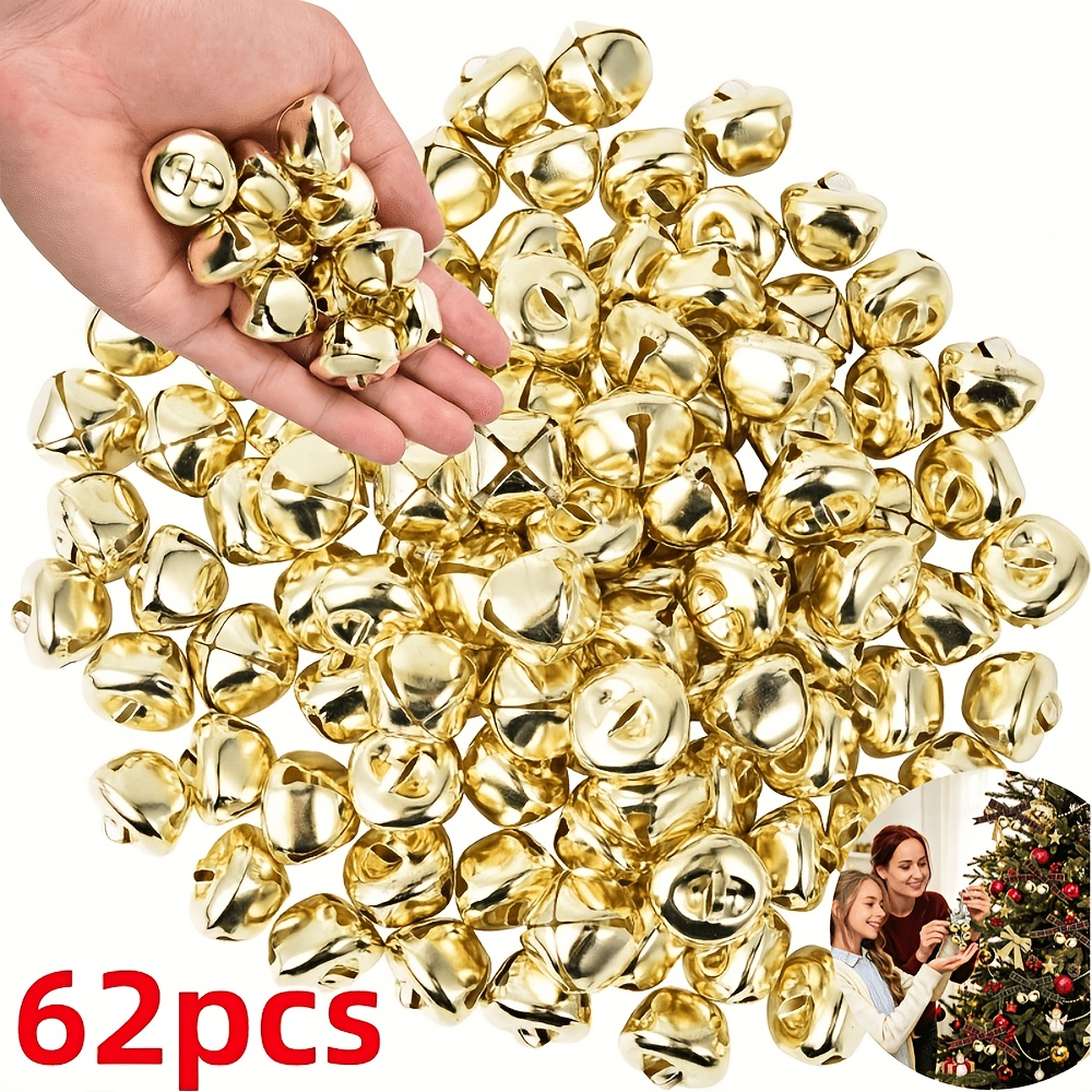 TEMU 62 Pack Mini Golden Jingle Bells, Metal Craft Small Bulk Bells, Decorative Additions For Christmas Party, Wedding Ceremony, Household Festival