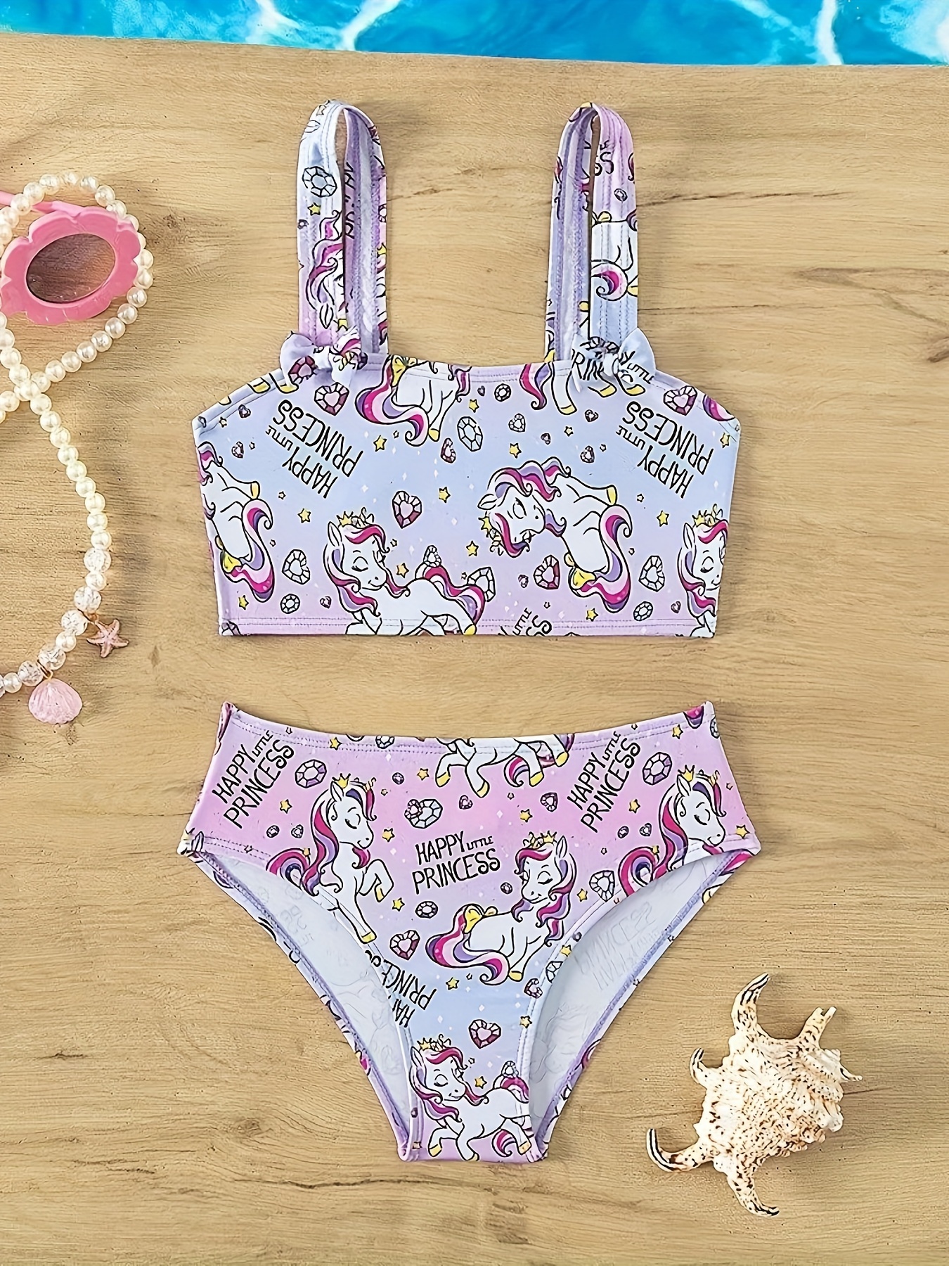 Toddler Girls Unicorn Graphic Sleeveless Swimsuit - Temu