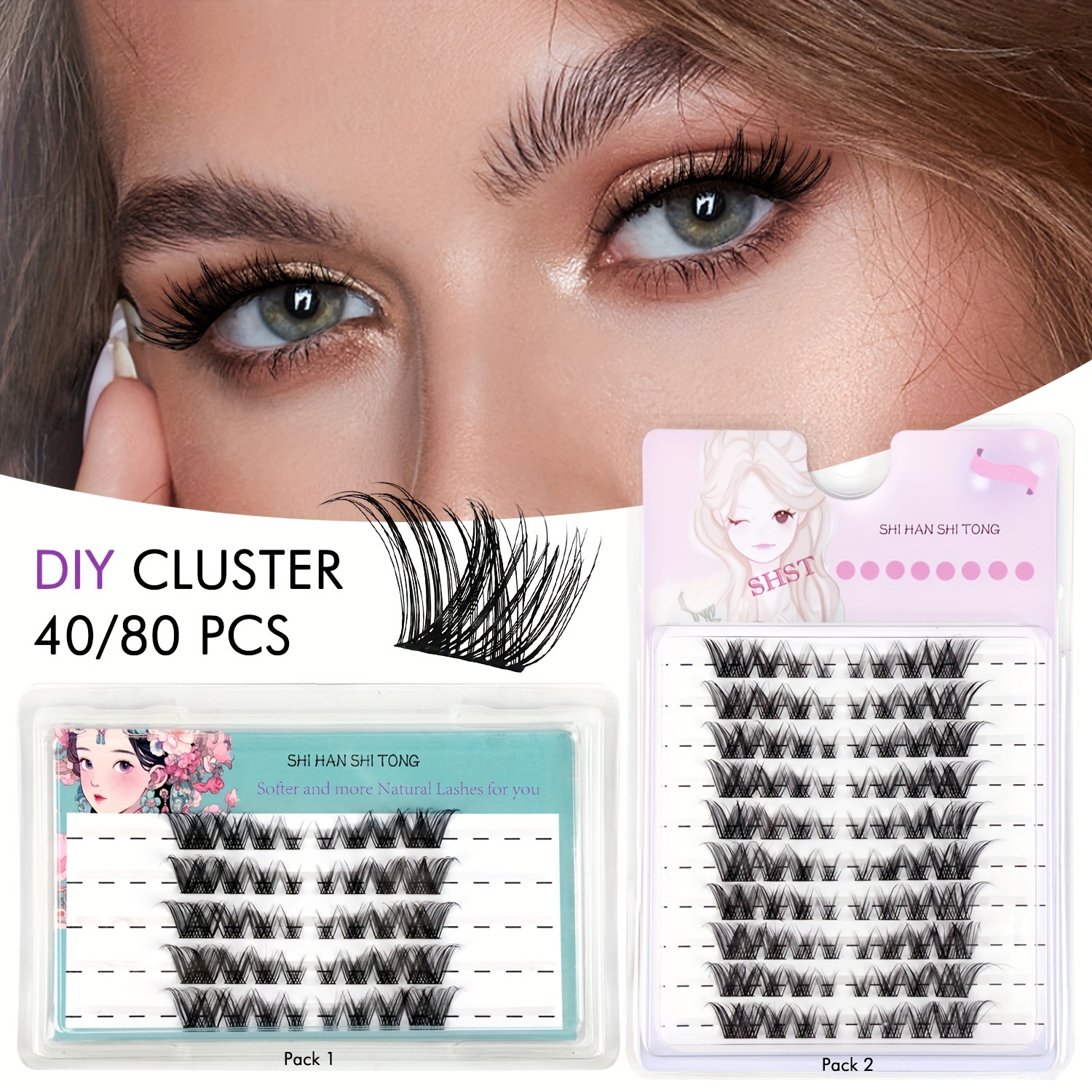 

New Arrival, Diy Clustered False Eyelashes, 9-15mm, And Lengths, , , , , Reusable False Eyelashes .